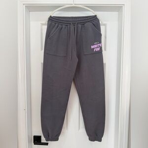 White Fox Boutique Gray Joggers with Purple Logo